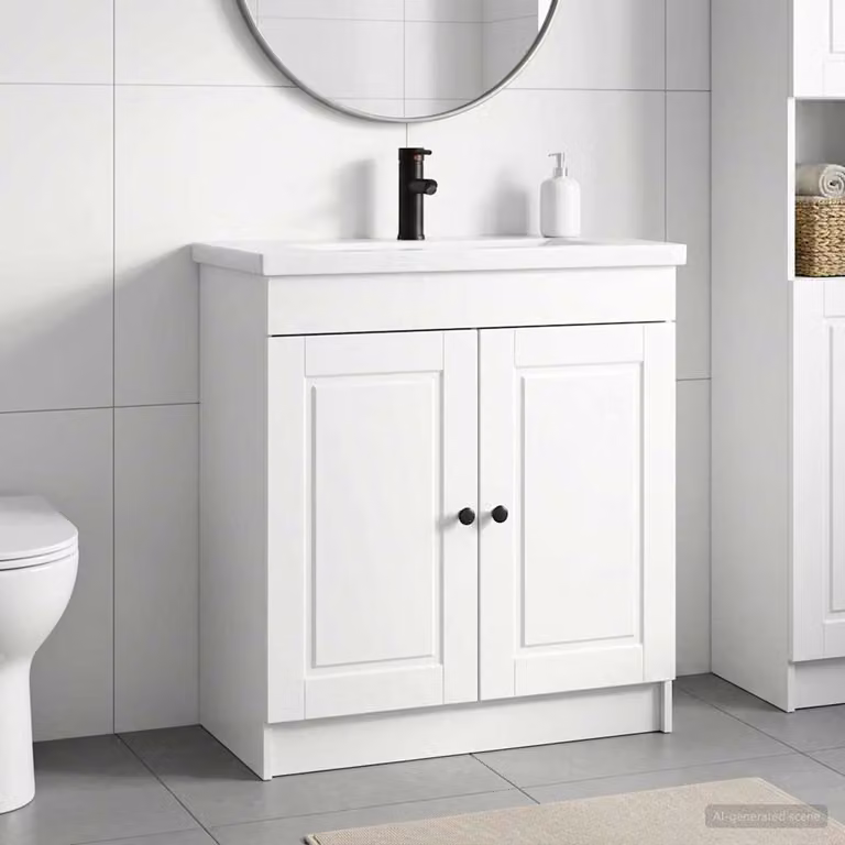 Set di mobili per il bagno vidaXL moderno bianco lucido L: 78,5 cm, P: 37,5 cm, H: 81 cm