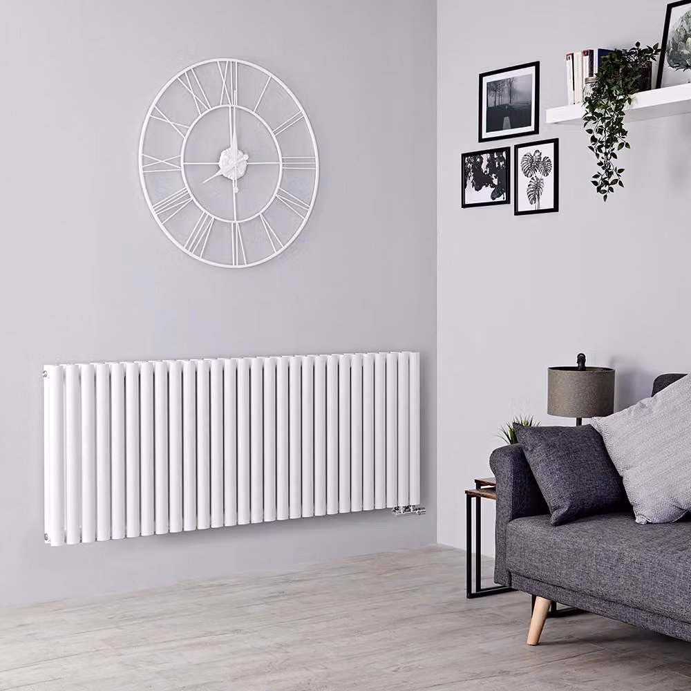 Radiatore Orizzontale Bianco di Design con Attacchi Centrali - 2070W - 635 x 1647mm - Revive Caldae