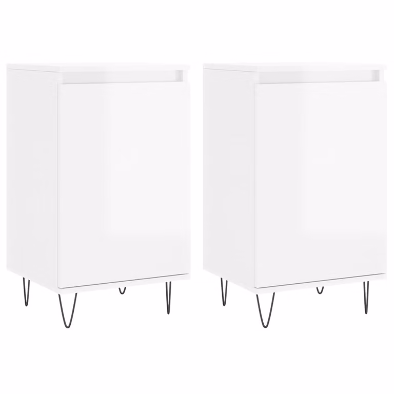 Credenze 2 pz Bianco Lucido 40x35x70 cm in Legno Multistrato