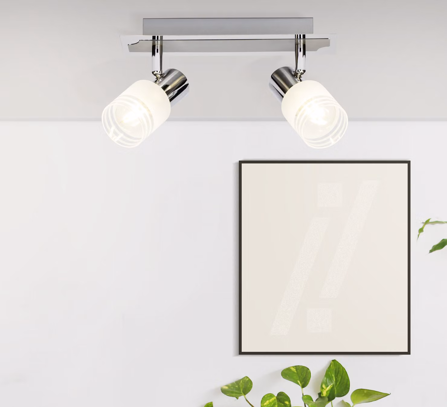 BRILLIANT LED wall light Lea | intramontabile faretto da parete | 2 luci | metallo/vetro | ferro/cromo/bianco | teste orientabili | 2x E14 max 4 W