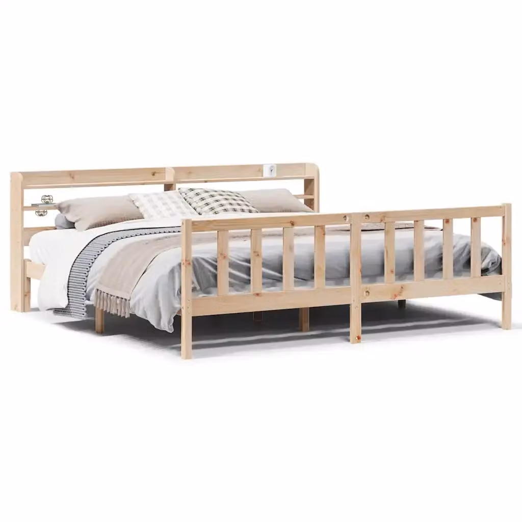 Letto senza materasso vidaXL in legno massello di pino rustico L: 180 cm, P: 200 cm – 2
