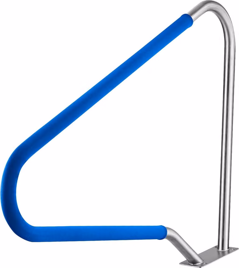 Ringhiera per piscina, 122 x 91,5 cm Corrimano per piscina, capacità di carico 100 kg Corrimano per piscina in acciaio inossidabile 304 per impieghi gravosi, manicotto antiscivolo rimovibile, ricchi accessori, per bordi piscina, parchi acquatici, centri b