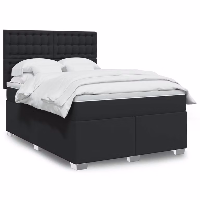 vidaXL Giroletto a Molle con Materasso in Similpelle Nero L/P/H: 160 x 200 x 150,5 cm