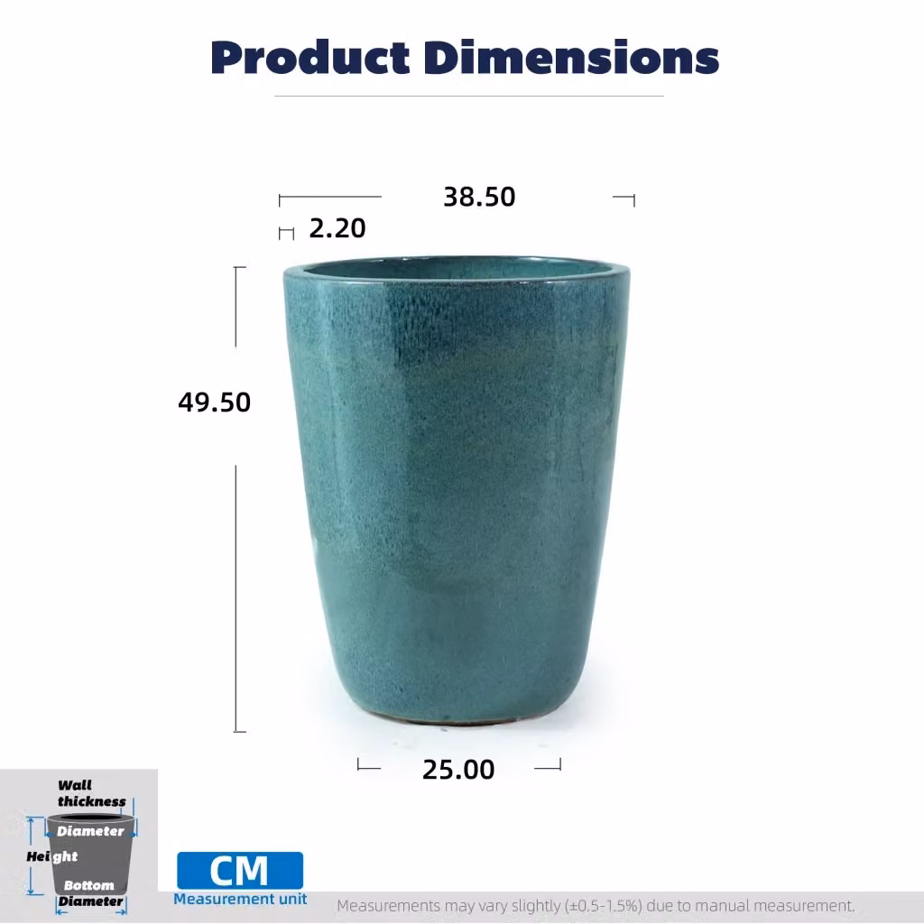 Vaso da pianta REDOM in ceramica azzurro turchese, diametro: 38,5 cm, altezza: 49,5 cm – 2