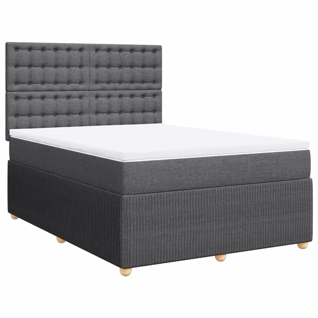 Giroletto a Molle con Materasso Grigio Scuro 160x200 cm Tessuto