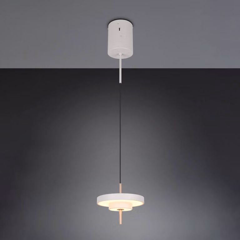 Trio Lighting Lampada LED a sospensione Keaton, grigio chiaro, Ø 20 cm, metallo, CCT dimmerabile, Alluminio / Grigio / Zincato, Soggiorno / Sala da pranzo, Metallo