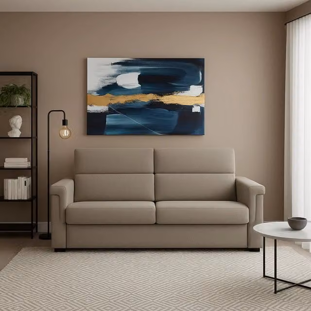 Flaibano Divano Fisso 2 Posti Made in Italy con Rivestimento Sfoderabile Grigio L: 205 cm, P: 95 cm, H: 100 cm