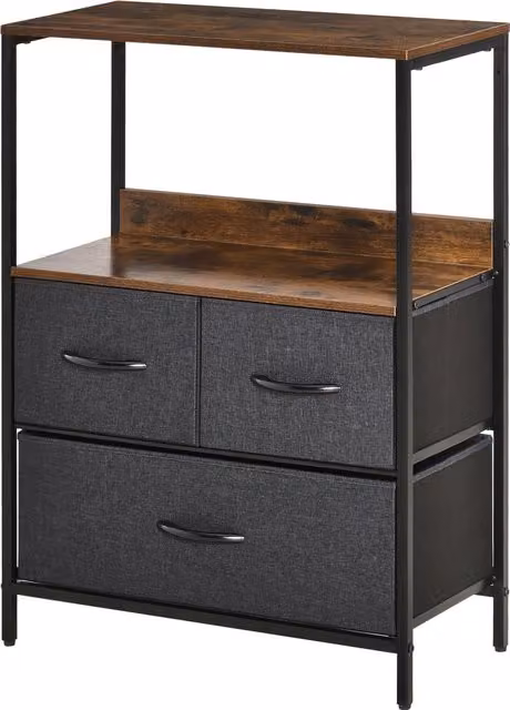 HOMCOM Cassettiera Multiuso con 3 Cassetti Pieghevoli in Tessuto e Struttura in Metallo, Ideale per Soggiorno e Camera da Letto, L: 58 cm, P: 29 cm, H: 81,5 cm, Grigio Scuro