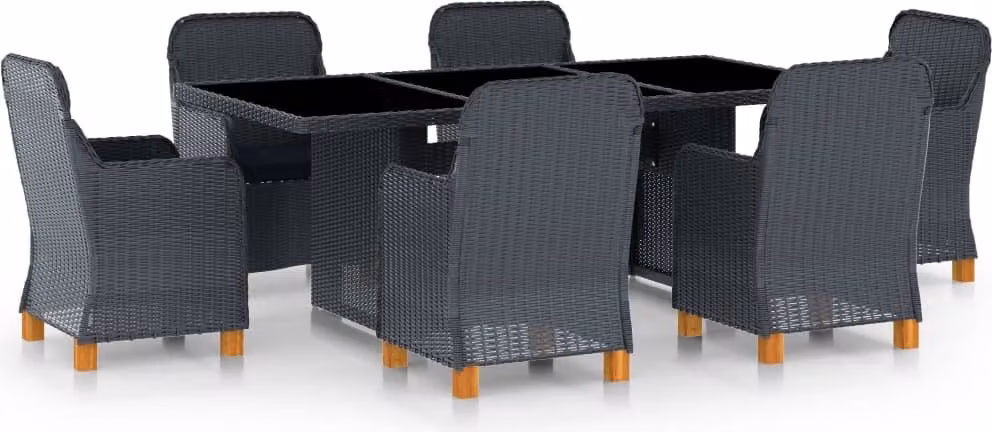 Maison Exclusive - Set da pranzo da giardino da 7 pezzi con cuscini in rattan sintetico grigio scuro