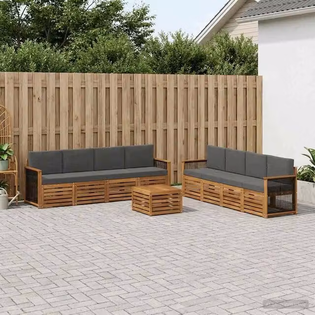 Set di divani da esterno 9 pz Naturale e Antracite 3384173