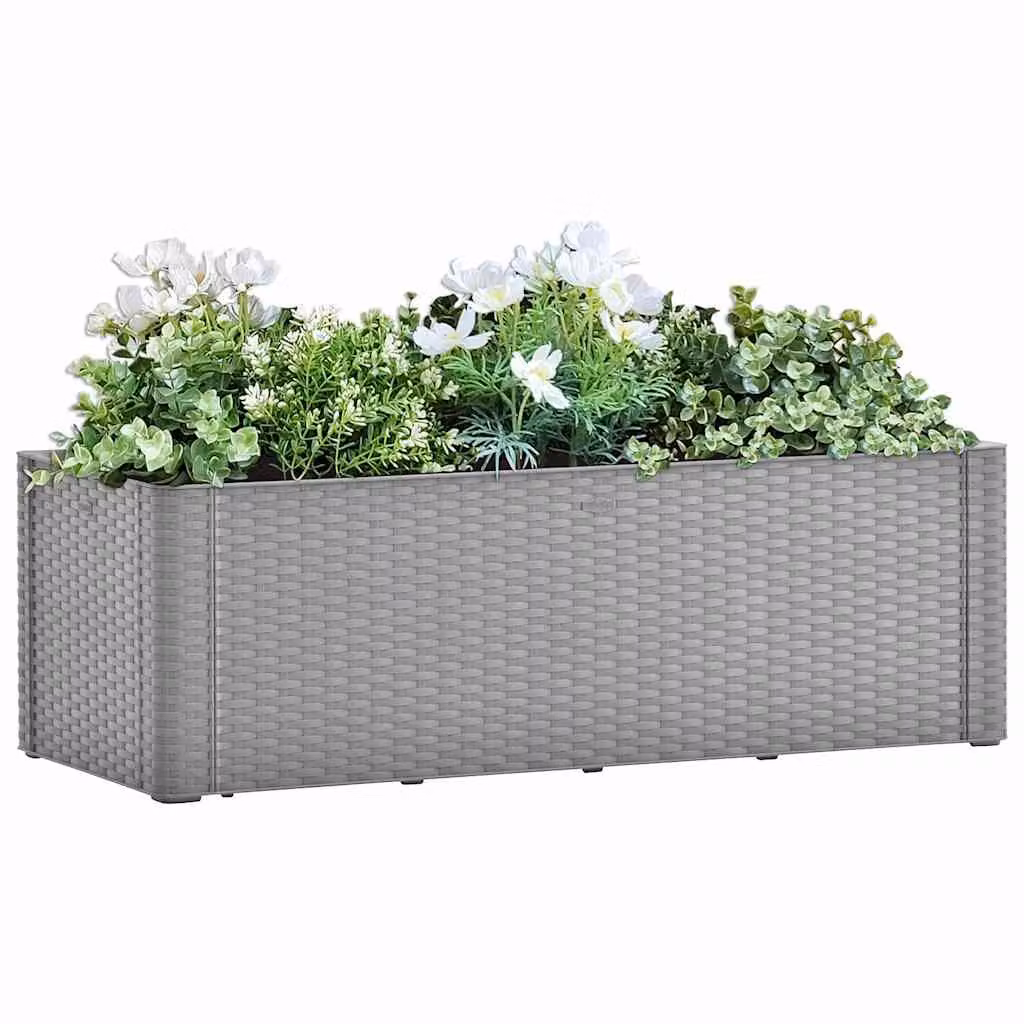 Letto rialzato da giardino con irrigazione vidaXL, colore grigio, L 100 x P 43 x H 33 cm