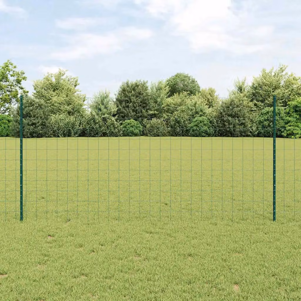 Recinzione Euro con palo vidaXL in acciaio rivestito in PVC verde, L: 25 m, H: 1,2 m