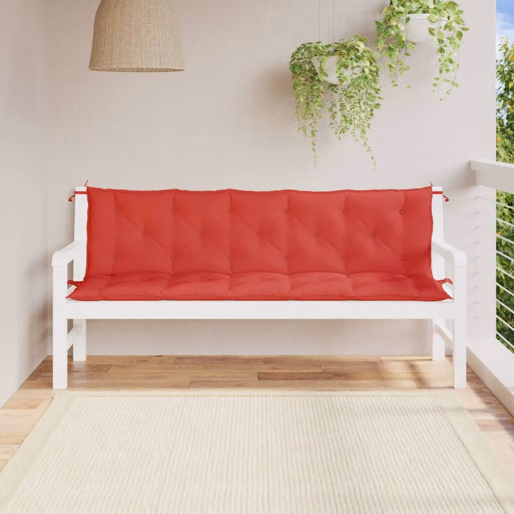 Set di 2 cuscini per panca vidaXL rossi in tessuto Oxford idrorepellente L 180 cm x P 50 cm x H 7 cm