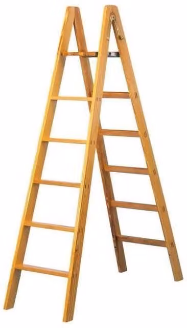 Scala a doppia salita in legno Facal con 8 gradini colore marrone