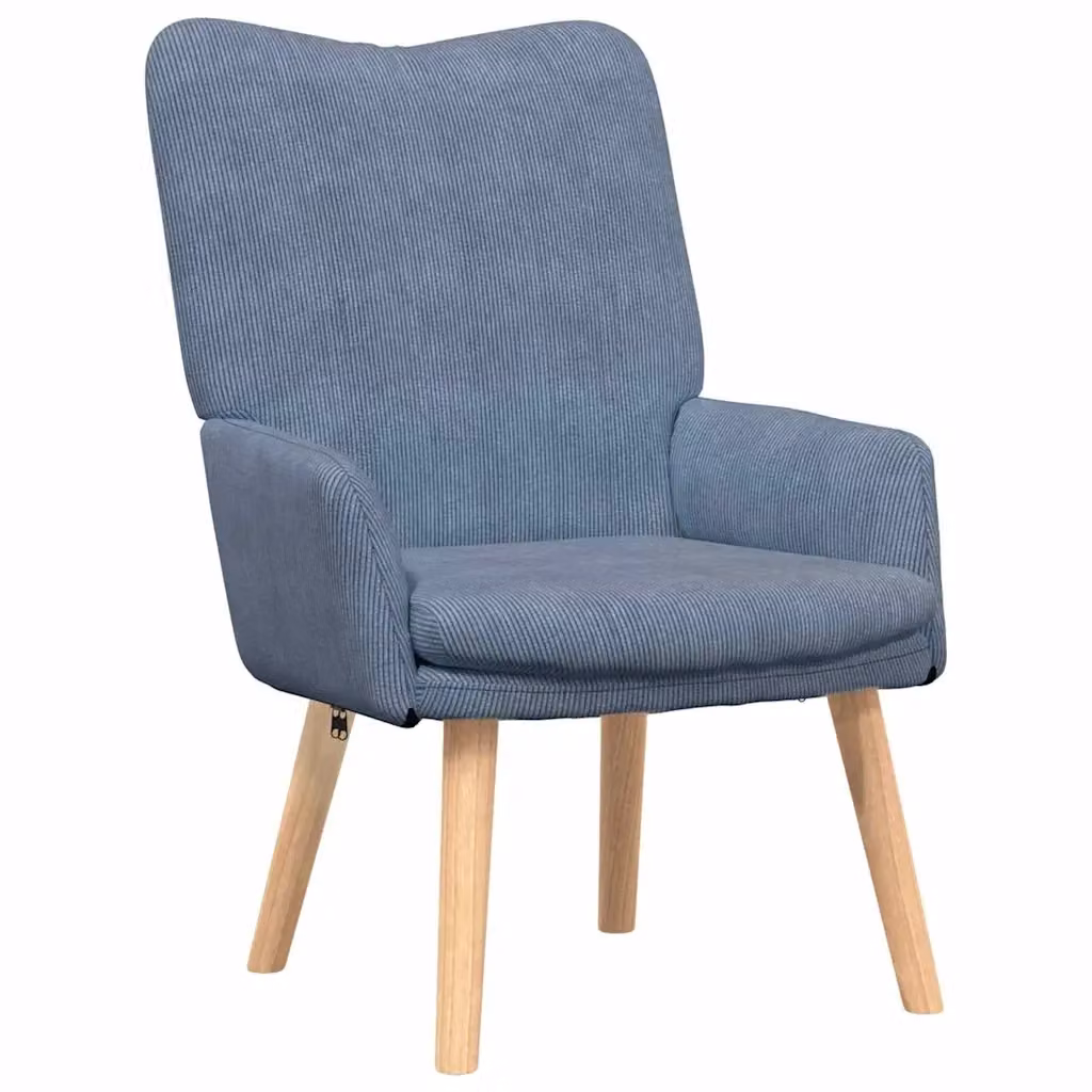 Poltrona relax moderna in tessuto blu con braccioli e struttura in legno, L: 63 cm, P: 67 cm, H: 94 cm – 2