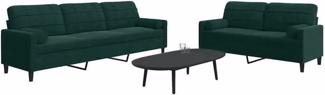 Set di 2 divani moderni vidaXL in velluto verde con cuscini e struttura in metallo – 1