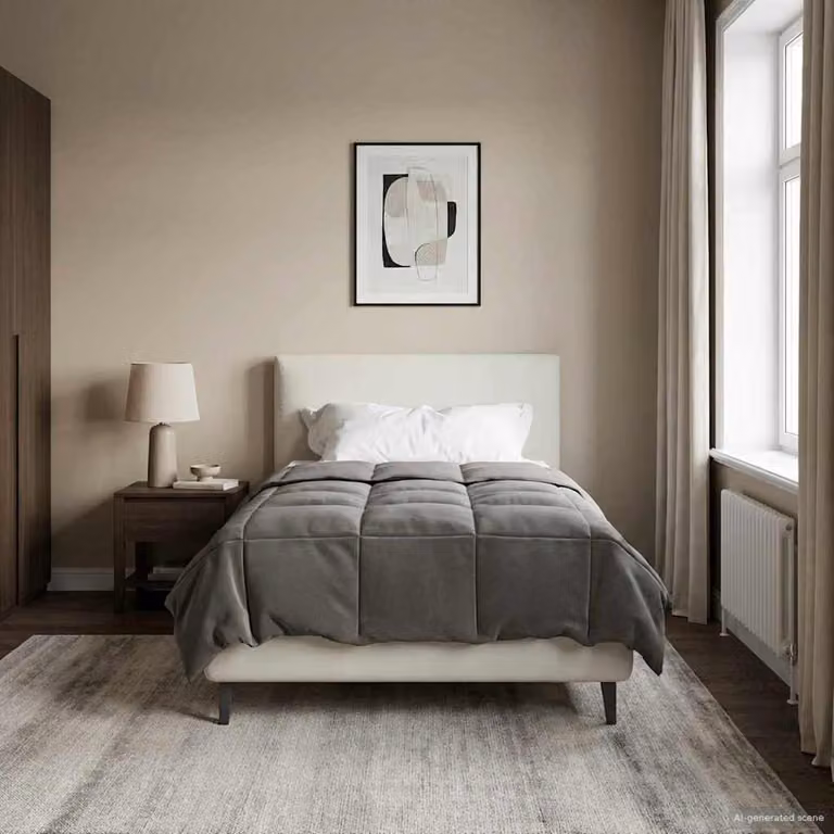 Piumone Completo Annuale vidaXL in Microfibra Reversibile e Traspirante, Grigio, L/P/H: 135 x 220 cm