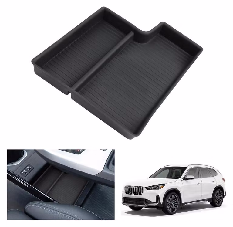 Contenitore portaoggetti per la console centrale, realizzato in gomma termoplastica (TPE), compatibile con BMW X1 U11, iX1, X2 U10, iX2, modelli dal 2023 al 2026, per la parte anteriore, 1 pezzo