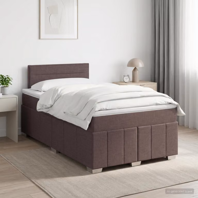 vidaXL Letto box spring con materasso Marrone Scuro 120 x 190 cm