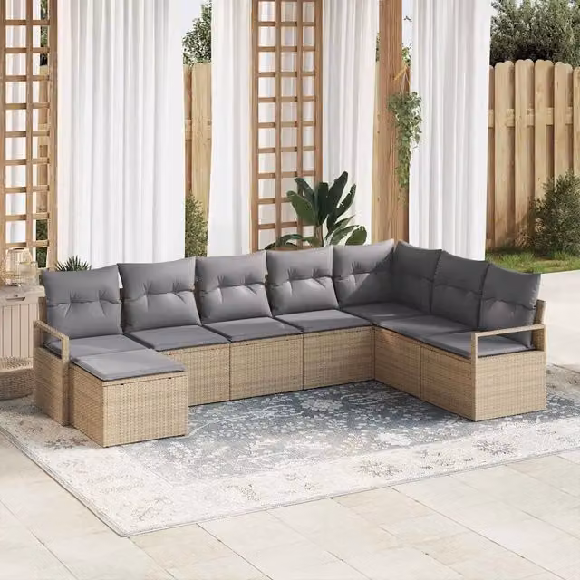 Set di divani 8 pz Beige polyrattan 3346500