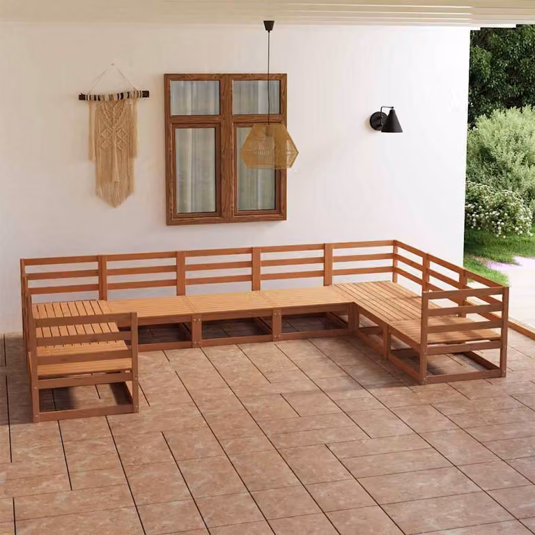 vidaXL Set Divani da Giardino 9 pz in Legno Massello di Pino