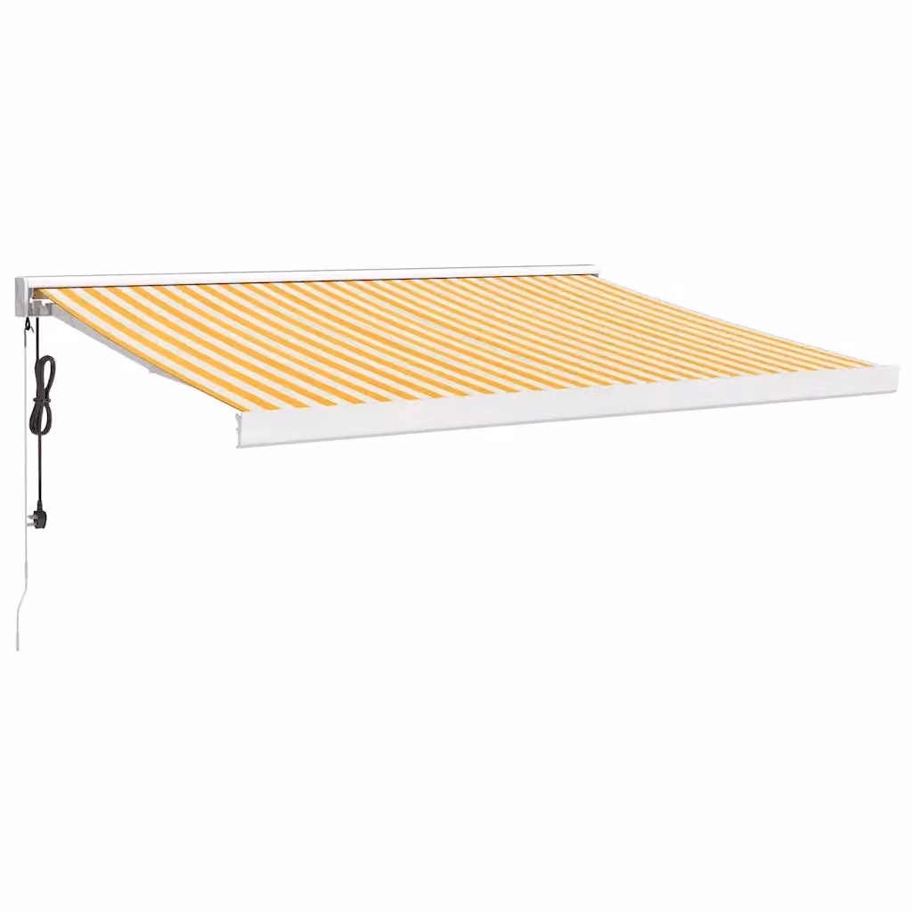 Tenda retrattile motorizzata vidaXL in alluminio e poliestere, colori giallo e bianco, L: 3,5 m x H: 2,5 m – 2