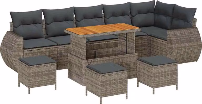 Set Divano da Giardino 10 pcs Grigio polyrattan
