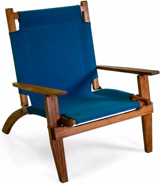 Poltrona legno Diane con tessuto blu cm 76x89h91