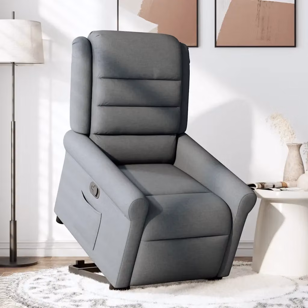Poltrona Alzapersona Reclinabile vidaXL Grigio con Braccioli e Assistenza Elettrica per Senior – 2