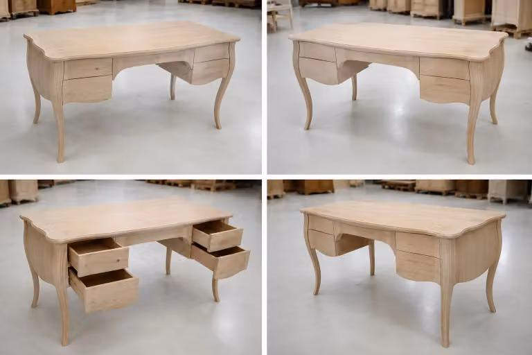 Scrivania classica in legno di pino con 4 cassetti Mobili 2G L/P/H: 160 x 80 x 80 cm