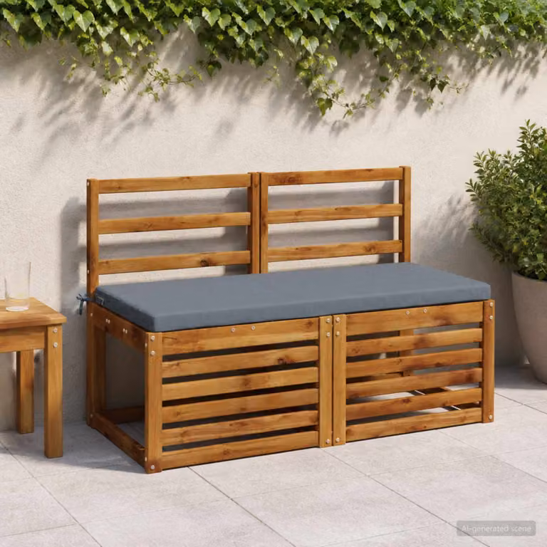 Cuscino per panchina vidaXL SOEST in poliestere, resistente ai raggi UV con rivestimento rimovibile, Blu/Grigio, L 110 x P 50 x H 5 cm