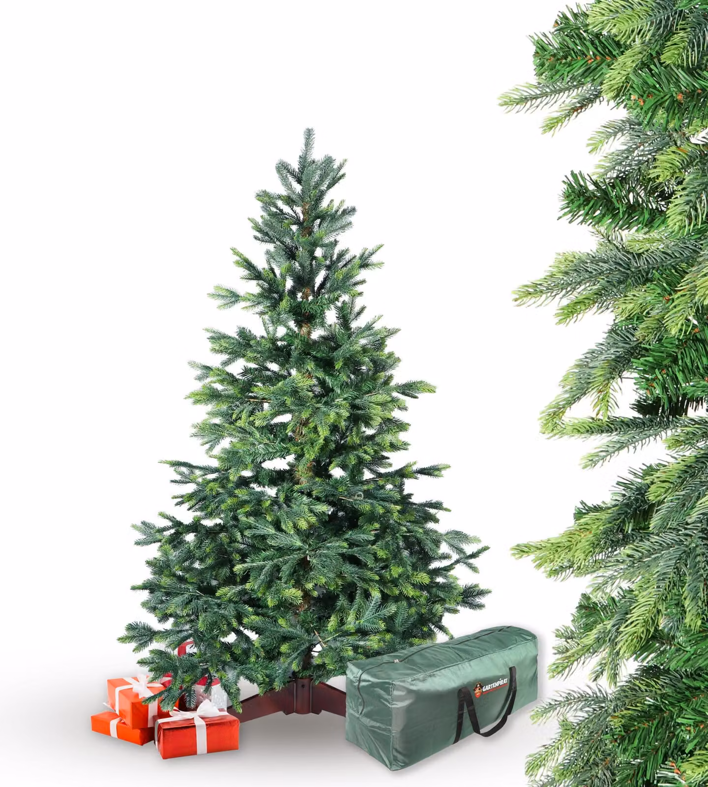 Albero di Natale artificiale BonTree abete rosso 180 cm comfort set Albero di Natale con supporto in legno e borsa di stoccaggio