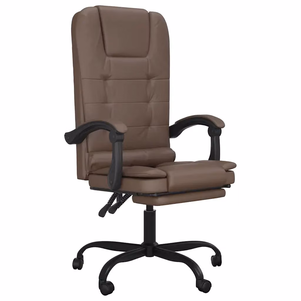 Poltrona da Ufficio Executive Reclinabile e Massaggiante in Similpelle Marrone con Poggiatesta e Ruote DESIGN IN 870884 L/P/H: 63 x 56 x 122 cm – 2