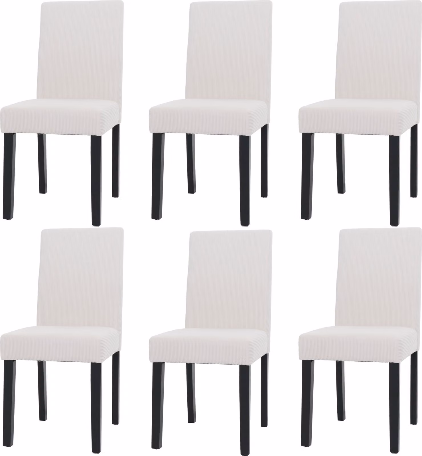 Set da 6 sedie da pranzo classiche e intramontabili | A x L x P 90 x 42 x 50 cm | Altezza seduta 47 cm | Tessuto/velluto a coste e legno | Gambe scure | Colore crema | Sedia da cucina con schienale alto