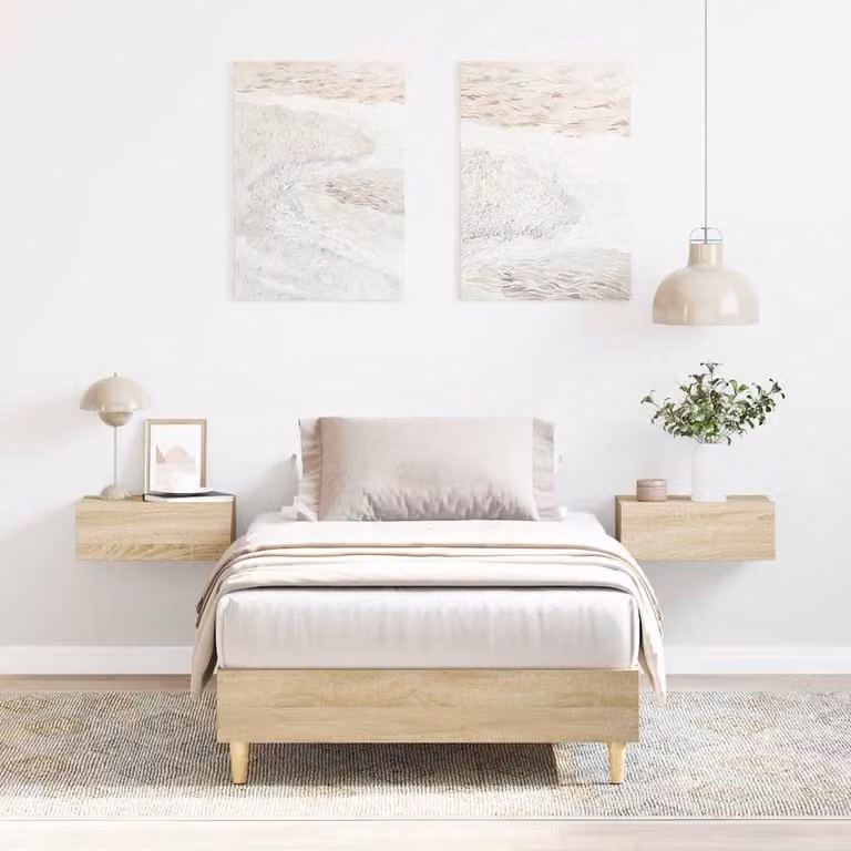 vidaXL Giroletto senza Materasso in Rovere Sonoma e Legno di Eucalyptus, Colore Marrone e Beige, L 75 cm x P 193 cm
