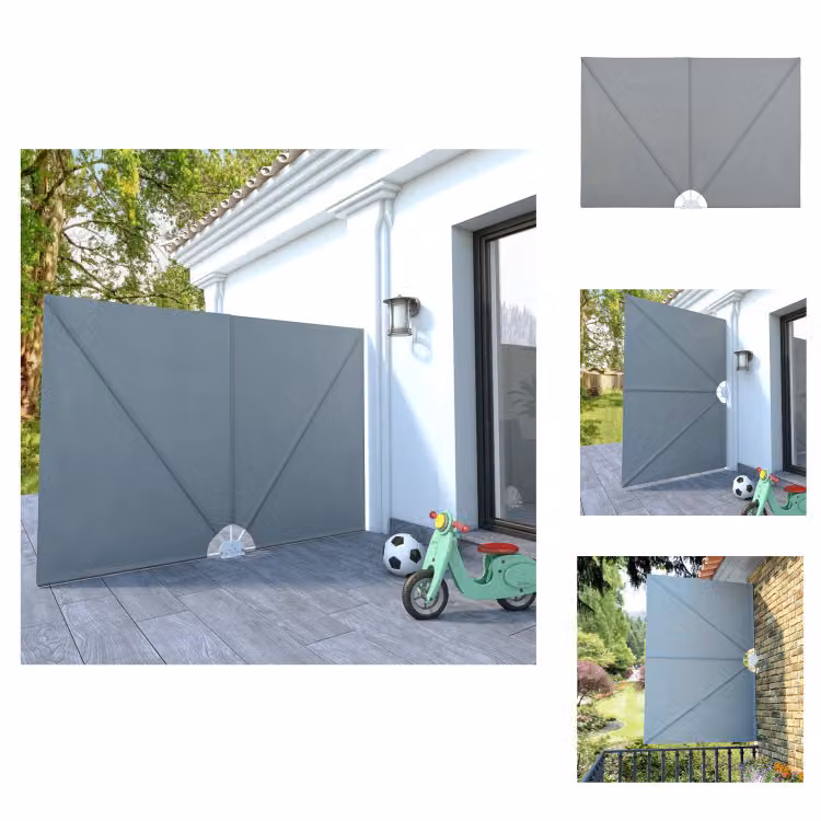 vidaXL Ventilatore laterale pieghevole grigio 240 × 160 cm - Ombrelloni e tende da sole