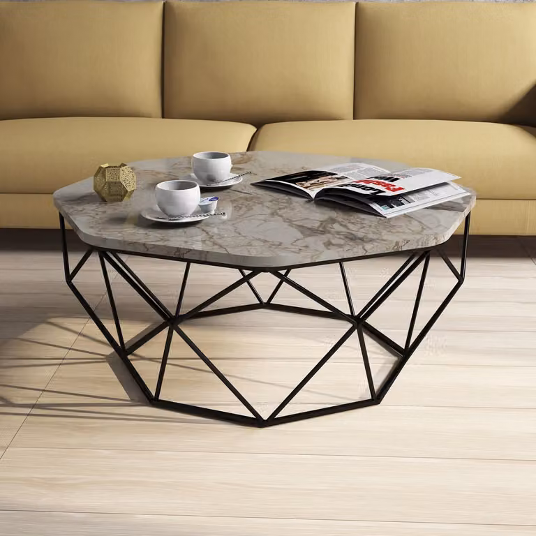 Skye Decor, Diamond- Diamond CAN, bianco, tavolini da caffè, 38x90x90 cm, 100% pannello di particelle rivestito in melamina