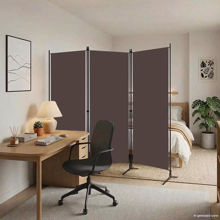 vidaXL Paravento a 3 Pannelli Marrone L: 260 cm, H: 180 cm