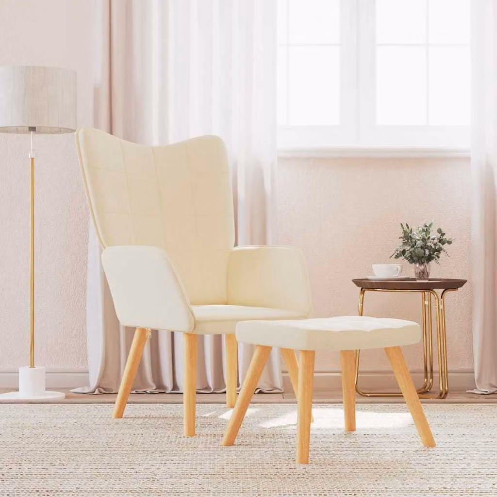 vidaXL Poltrona Relax con Poggiapiedi Beige in Tessuto e Struttura Mix