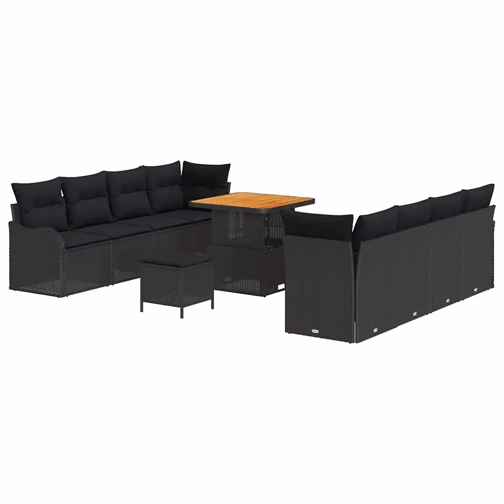 vidaXL Set Divano da Giardino Moderno 11 Pezzi con Cuscini Nero – 2