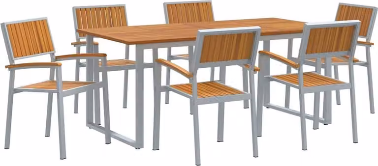 Set da Pranzo per Giardino 7 pcs Grigio