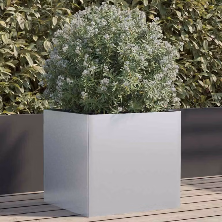 Fioriera vidaXL in acciaio zincato color argento L: 49 cm, P: 47 cm, H: 46 cm