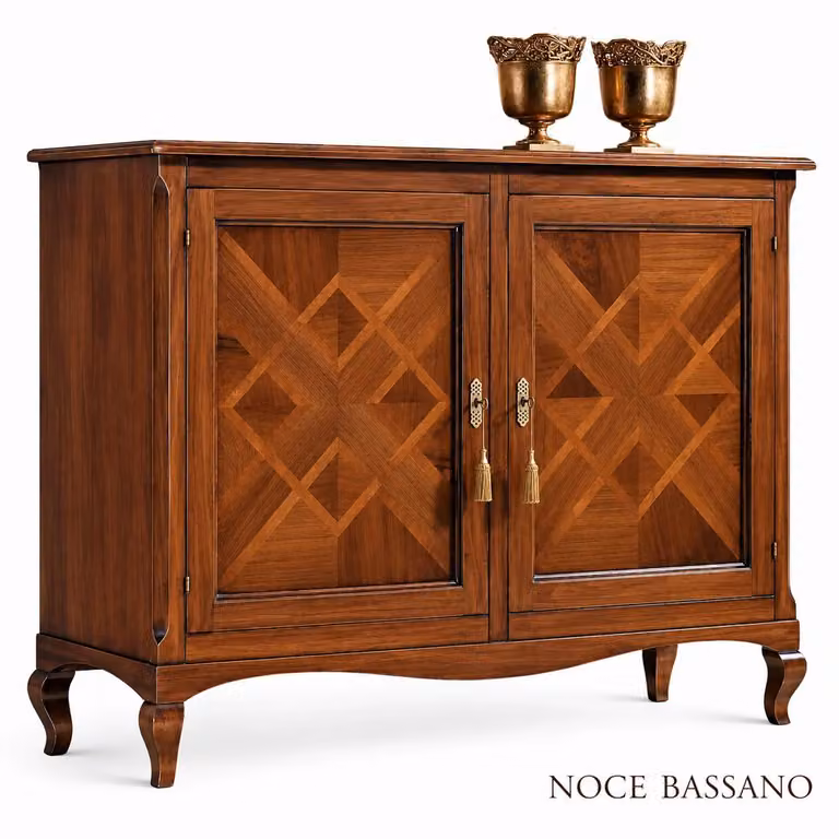 Credenza classica Bassano con intarsio geometrico in legno Mobili 2G L/P/H: 146 x 49 x 113 cm