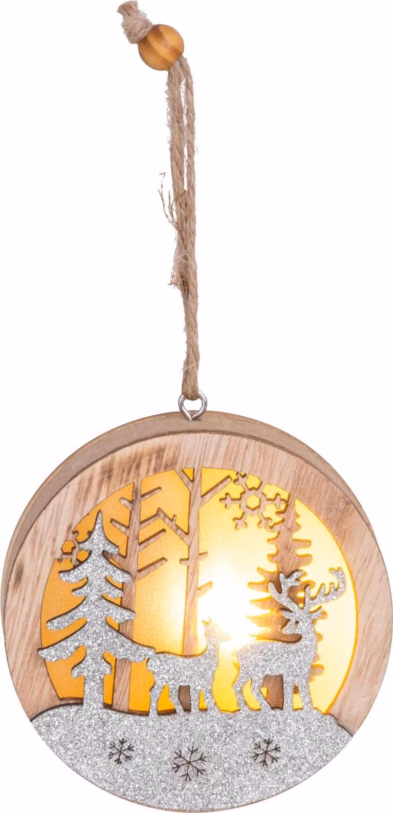 Decorazione MagicHome Natale, Cervo in sfera, LED, da appendere, MDF, 8,5x2x8,5 cm 12 pezzi