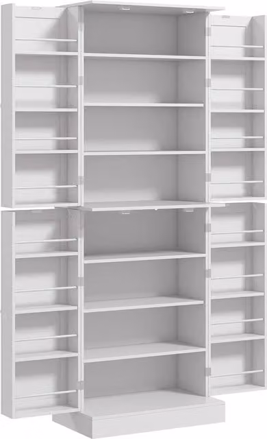 Credenza da cucina HOMCOM bianca con 16 portaspezie, 4 ante e ripiani regolabili, L/P/H: 60 x 35 x 166 cm