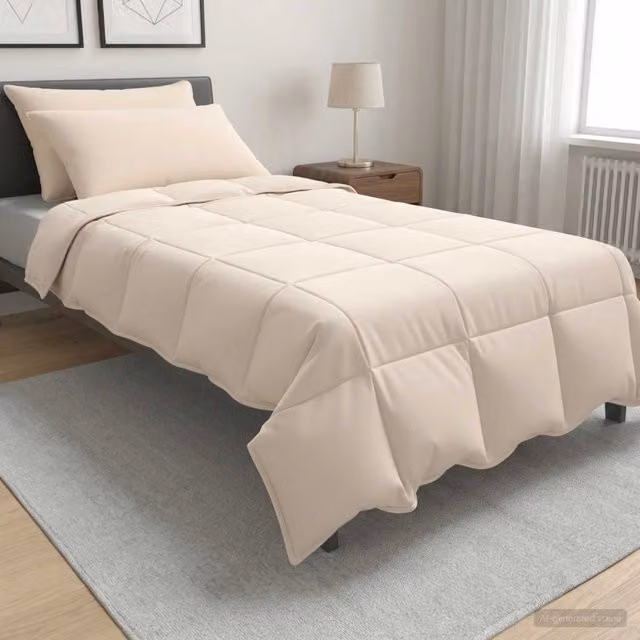 Set di Piumoni 2 pz 140 x 220 cm Tutte le stagioni Beige 3431661