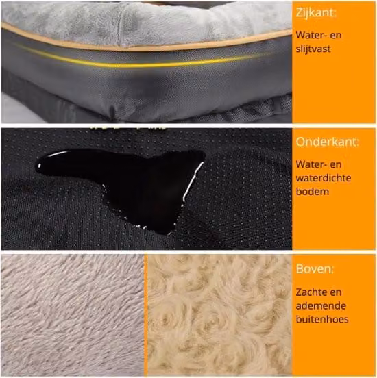 Lussuoso cuscino ortopedico per cani - Lettino XL per cani in memory foam - 102 x 77 x 23 cm - Rivestimento sfoderabile/lavabile - Grigio