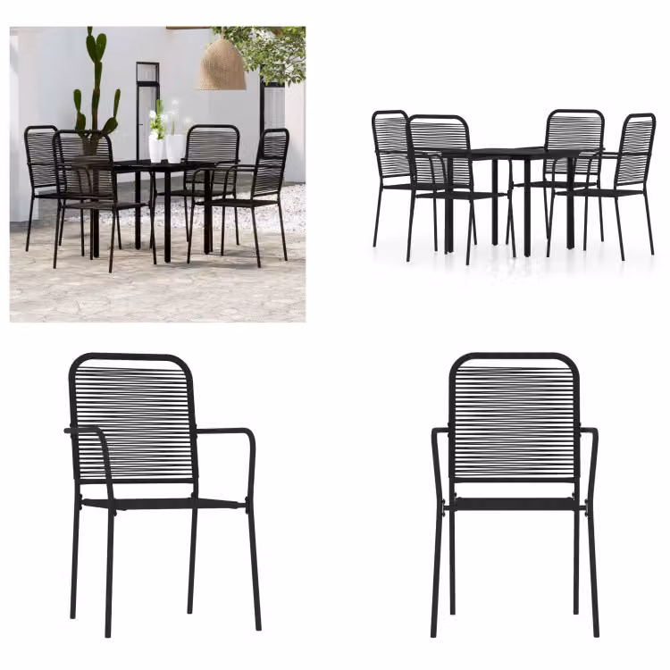 vidaXL Set da pranzo da giardino 5 pezzi nero - Set da pranzo da giardino - Set da pranzo da esterno - Set da pranzo da patio