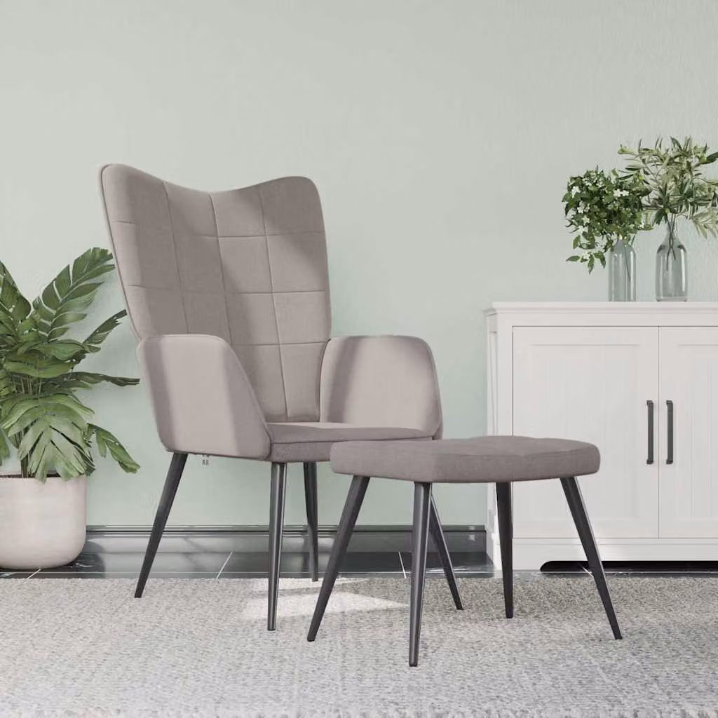 Maison Exclusive - Poltrona relax con poggiapiedi in tessuto color taupe
