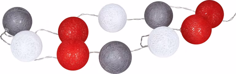 stringa di 10 luci LED Ø6cm ghirlanda lanterne cotone rosso grigio bianco decorazione